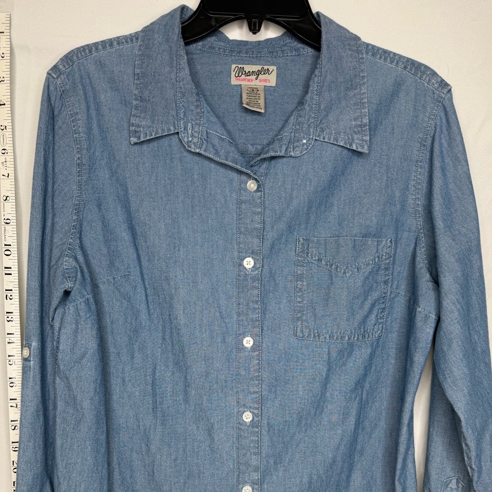 Wrangler Rancher Shirts Light Blue Casual Button Down Shirt